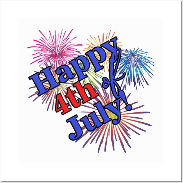 Happy 4th of July! Fireworks Graphic Design Wall Art by AdrianaHolmesArt